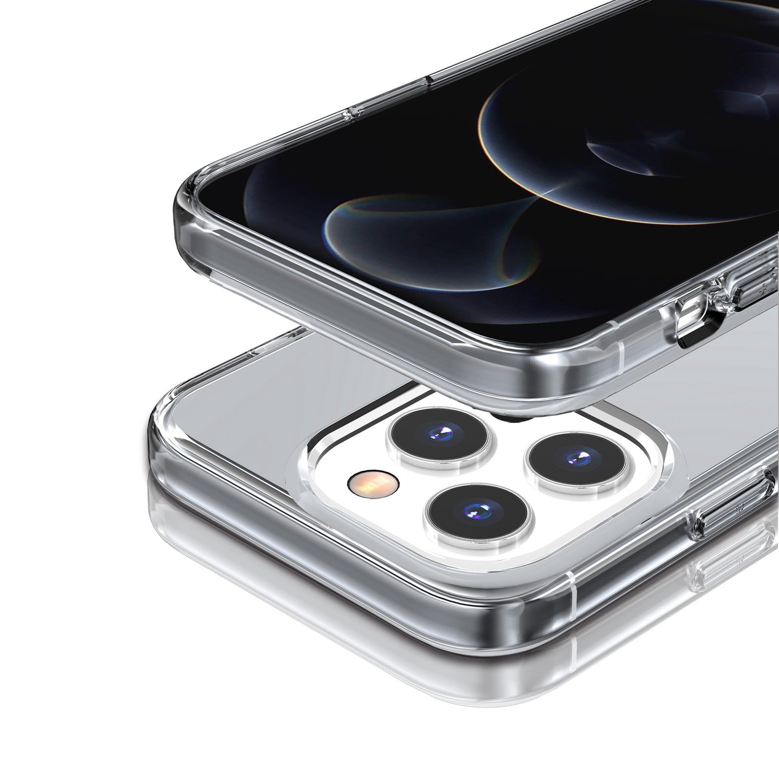 Transparent Phone Case for iPhone 15 Pro , Hard PC + Soft TPU Case Anti-collision Hybrid Cover - Transparent Grey Transparent Phone Case for iPhone 15 Pro , Hard PC + Soft TPU Case Anti-collision Hybrid Cover - Transparent Grey